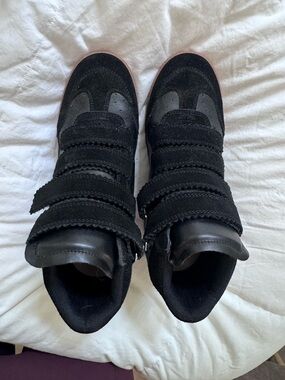 Steve Madden Black Wedge Sneakers with Straps